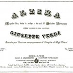 Frontespizio dello spartito per canto e pianoforte di Alzira, opera di Giuseppe Verdi, 1850 (Conservatorio di musica S. Pietro a Majella)