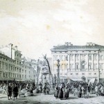 La Piazza Grande a Trieste, litografia di Marco Moro, 1854 (Biblioteca nazionale Braidense)